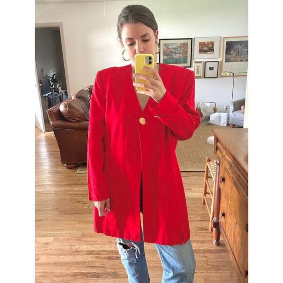 Christian Dior 80s Vintage Structured Red Jacket Size Large - Picture 1 of 9